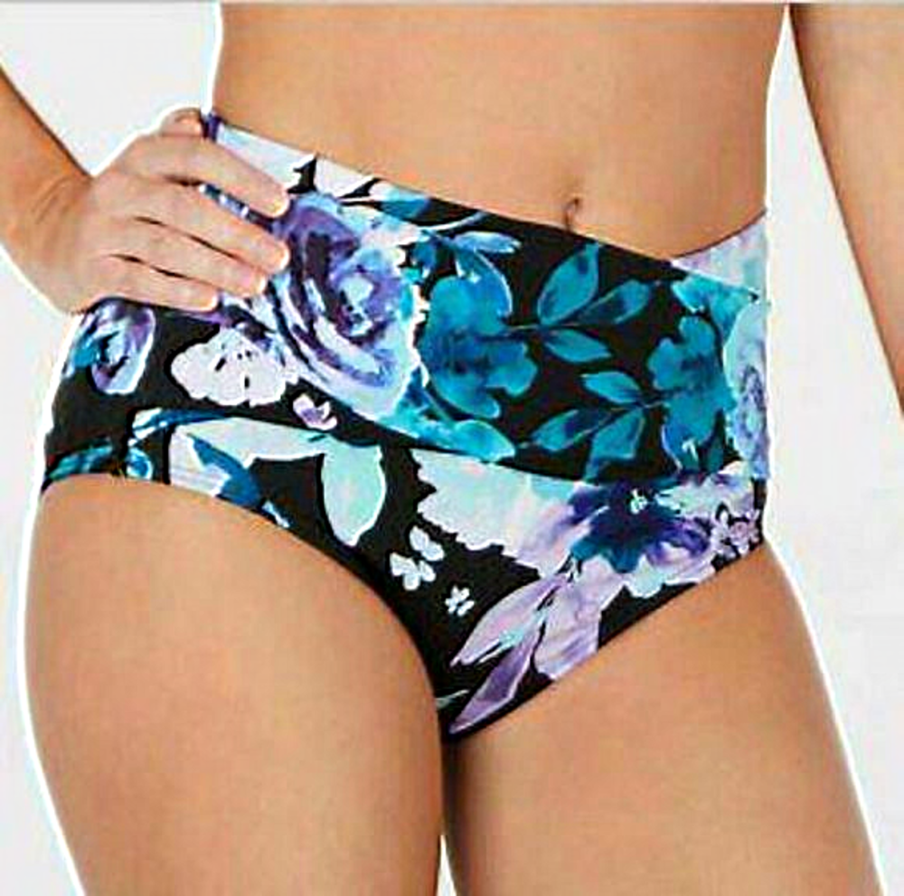 Calvin Klein Martha's Vineyard Printed High Waist Bikini Swim Bottom Blue XS